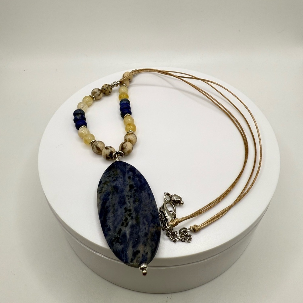 J.Jill Blue Sodalite Beaded Statement Necklace 21” Adjustable - Picture 1 of 3